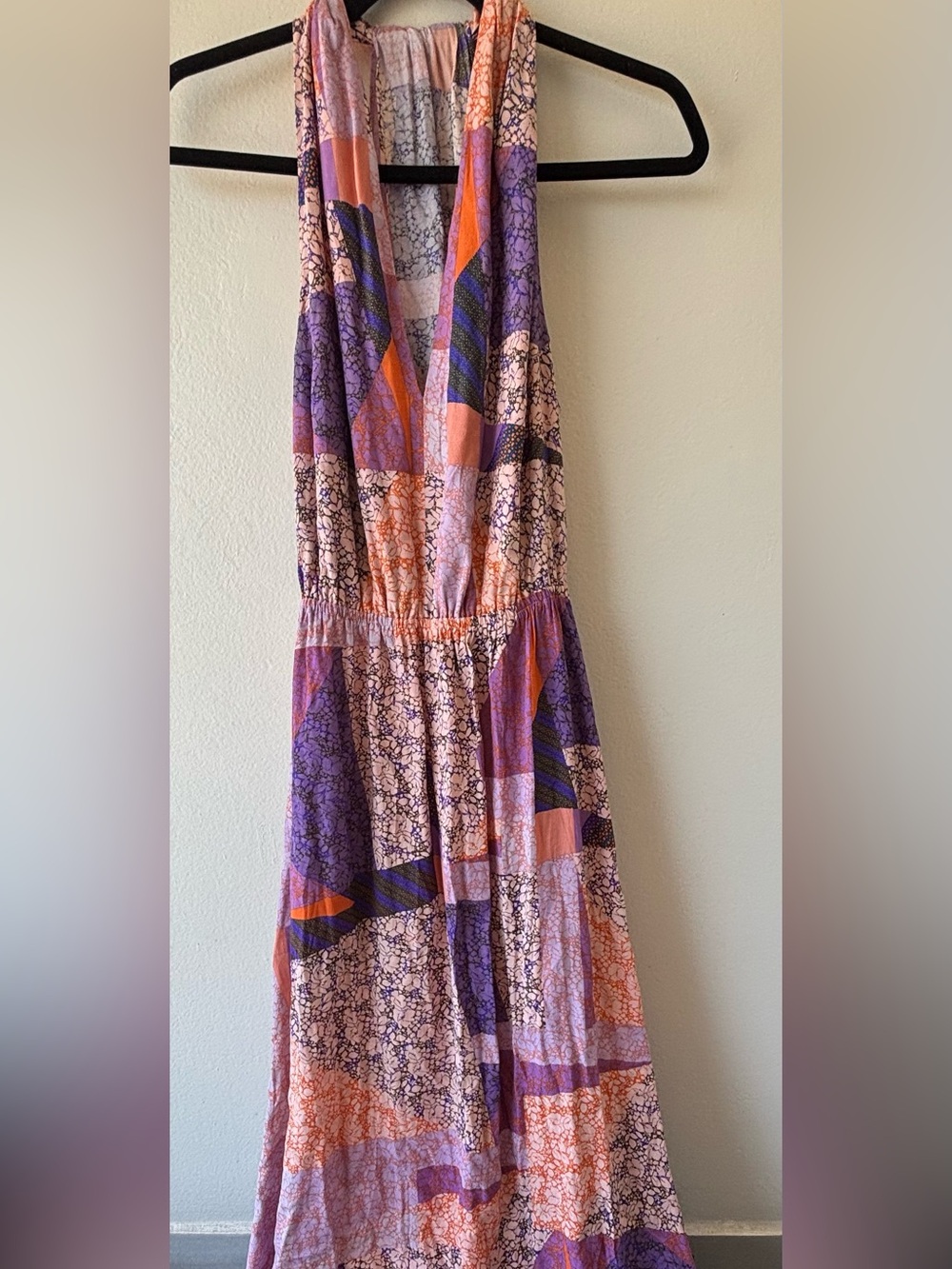 lovestitch Pink, Purple & Orange Printed Halter Maxi Dress